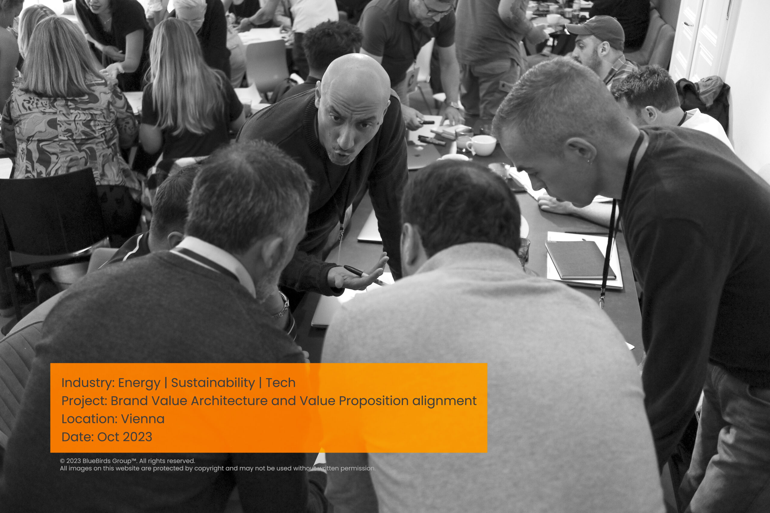 Brand Value Architecture and value proposition alignment workshop for an energy and sustainability startup, led by Aaron Sed of BlueBirds Group™ in Vienna