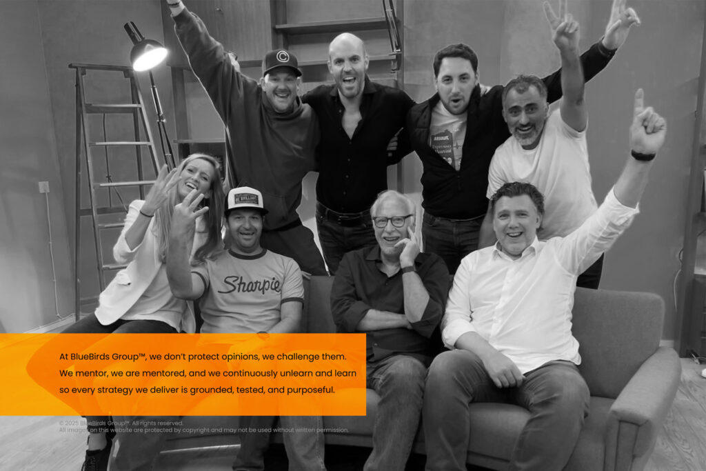 Leadership and strategy philosophy session with Aaron Sed and BlueBirds Group™, emphasizing mentorship, learning, and valuation-driven business strategy