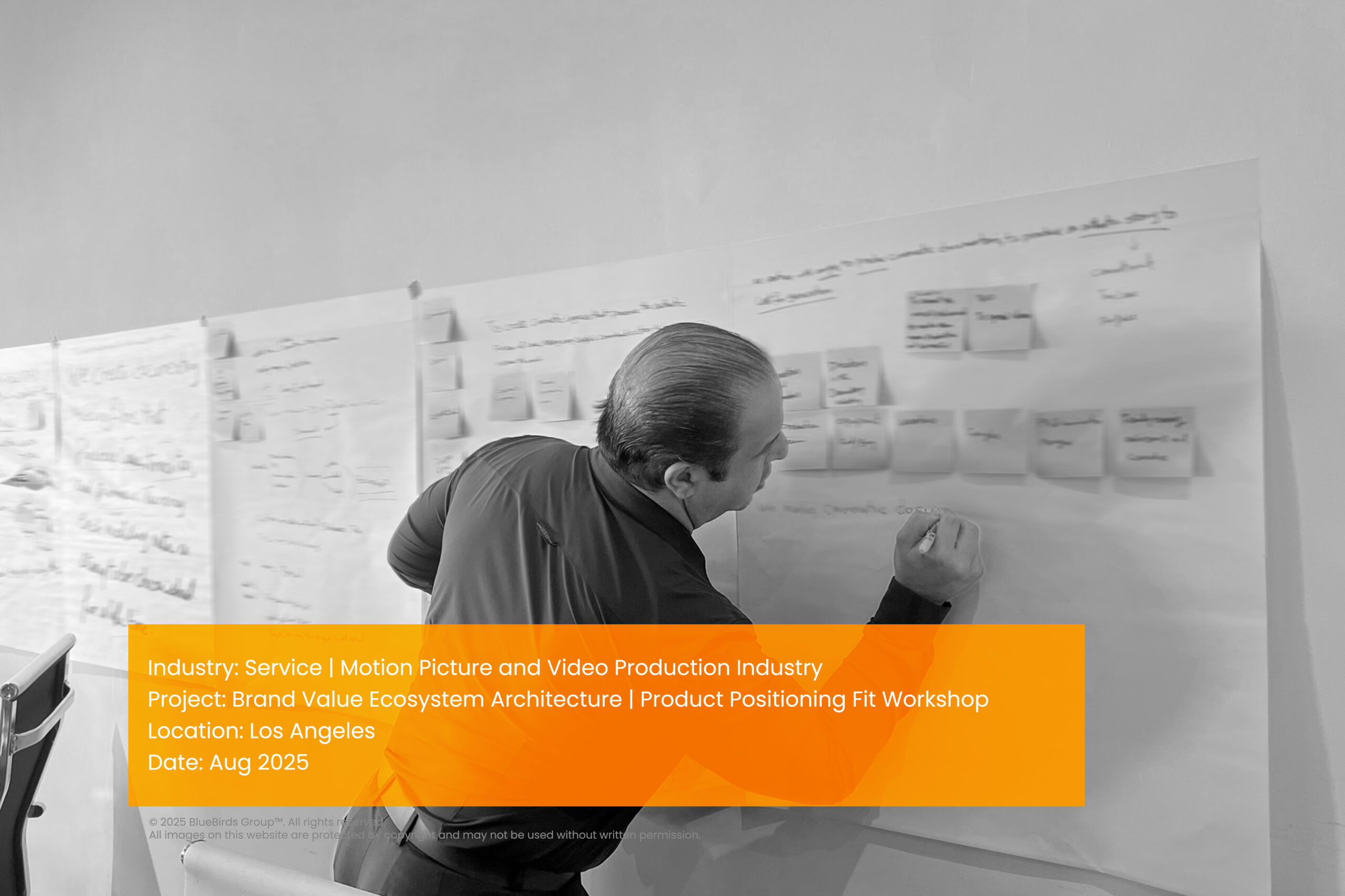 Product positioning and brand value ecosystem architecture workshop led by Aaron Sed of BlueBirds Group™ for a motion picture and video production company in Los Angeles