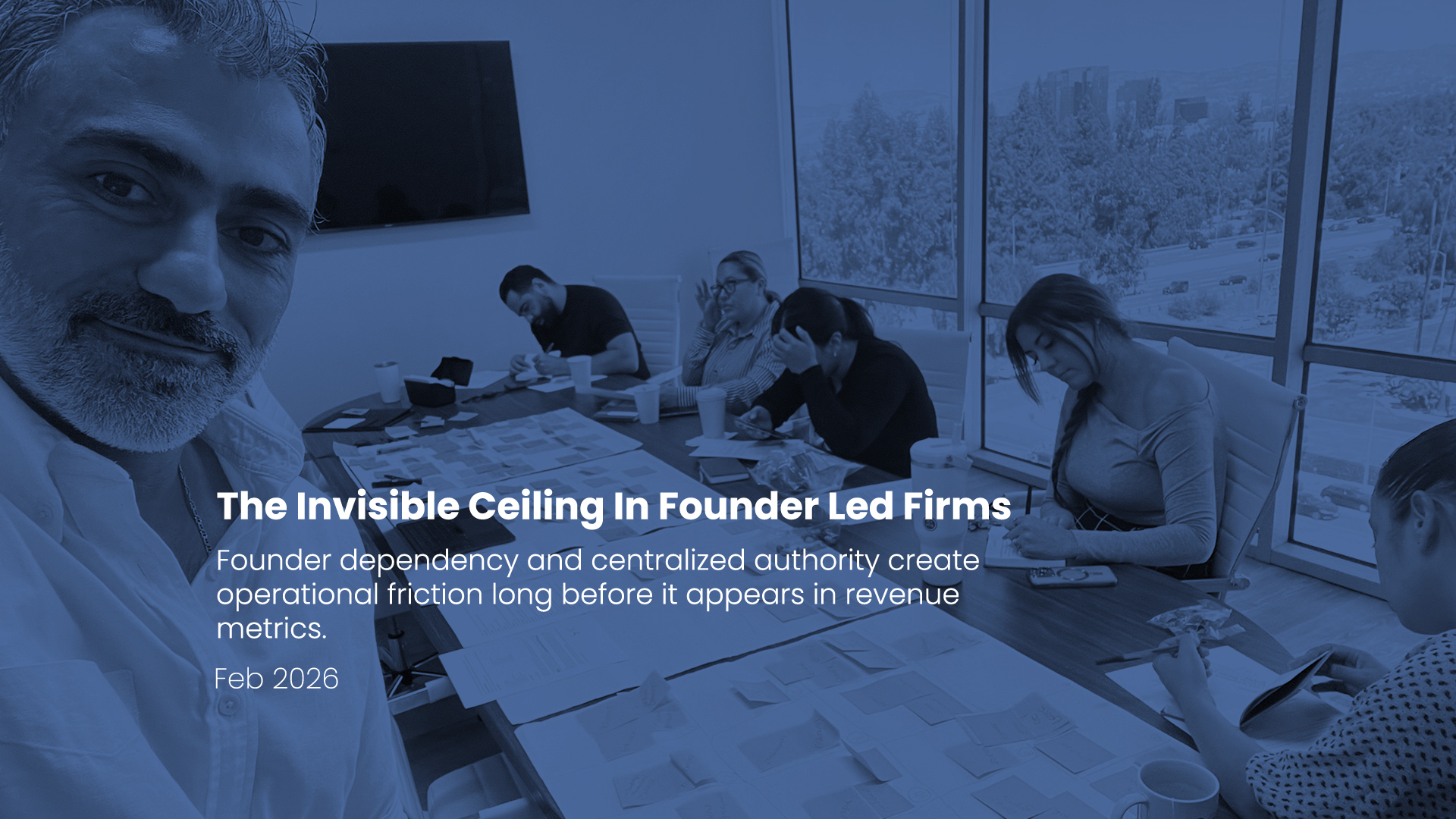Founder Aaron Sed leading a law firm strategy session in Los Angeles, mapping decision architecture and addressing founder dependency in a professional services firm
