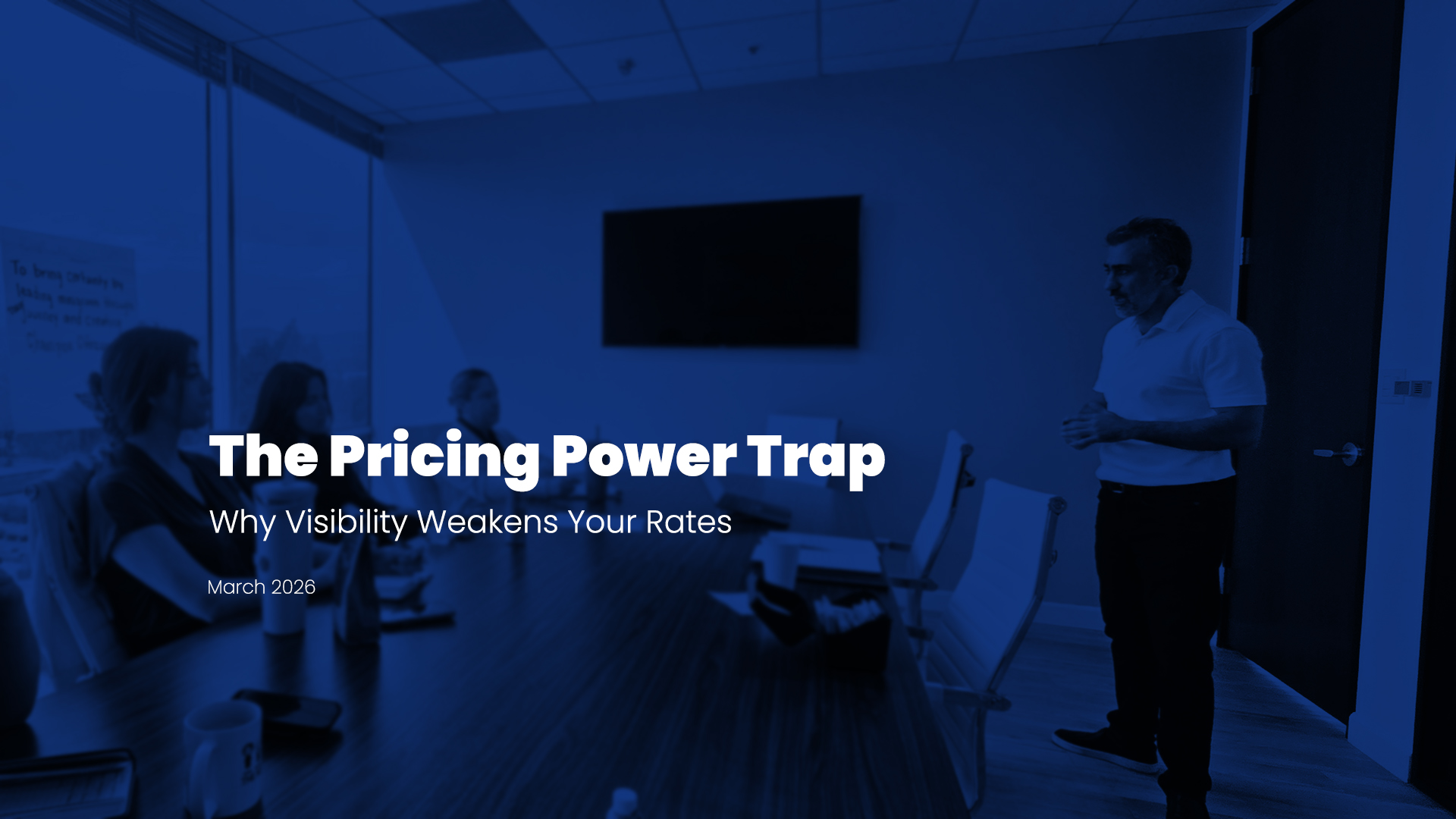 Pricing Power Trap presentation in a professional services firm meeting, illustrating how visibility growth can weaken pricing power and business valuation